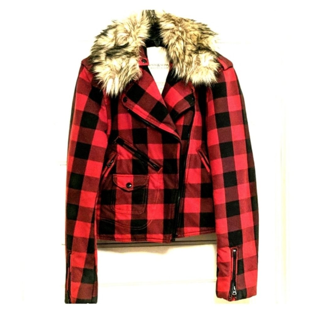 RALPH LAUREN Denim & Supply Buffalo Plaid Moto Jacket